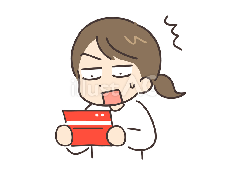 通帳を見て驚く私服の若い女性 女性,お金,悩みのイラスト素材