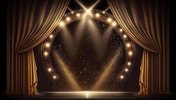 Illustration, spotlight, stage, curtain, 