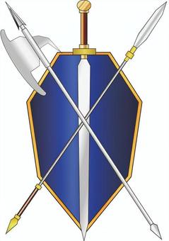 武器と盾 武器と盾 剣,槍,斧,ハルバード,盾,戦士,剣士,勇者,騎士,中世のイラスト素材