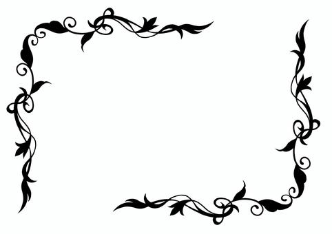 モノクロエレガンスフレーム2025⑤ エレガント,フレーム,飾り枠,クラシック,デコレーション,イラスト,手描き,葉,ボタニカル,グラフィックのイラスト素材