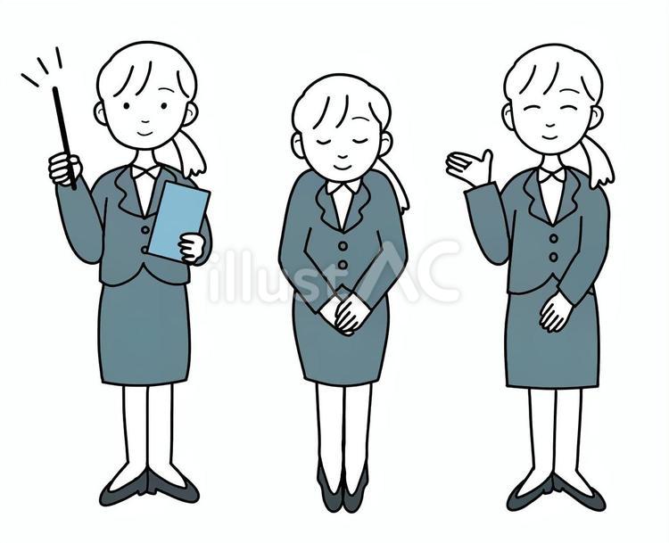 シンプル案内会社員女（b） シンプル,案内人,会社員のイラスト素材