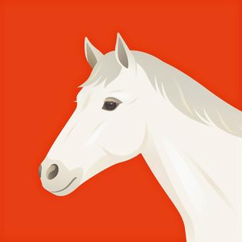 馬イラスト紅白ビジュアル 午年,正月,年賀状,紅白,2026年,新年,馬,白,優しい,目のイラスト素材
