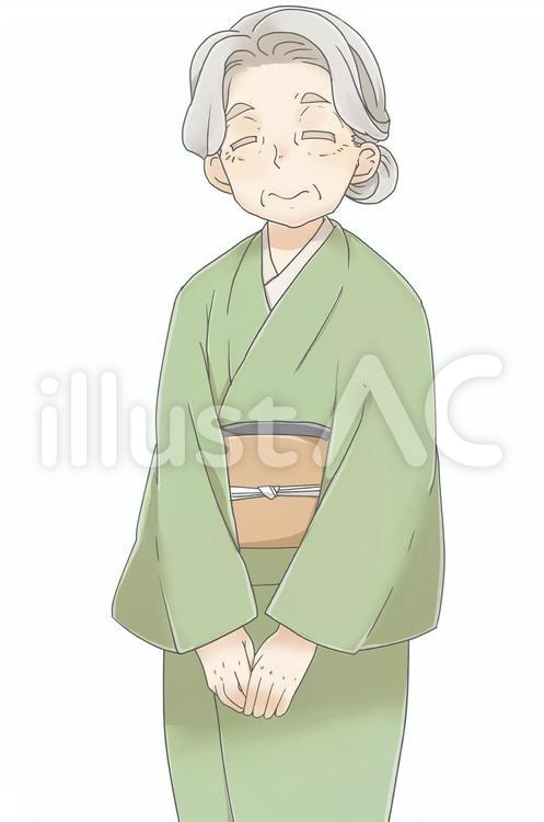 女将さん風の和装女性立ち絵(楽) 和装,立ち絵,女性のイラスト素材