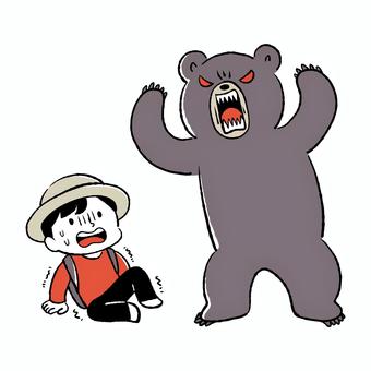 クマに遭遇する人物 クマに遭遇する人物 クマ,遭遇,ヒグマ,襲う,恐怖,問題,危機,危険,立つ,慌てるのイラスト素材