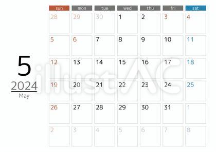 2024年メモスペース付きカレンダー5月