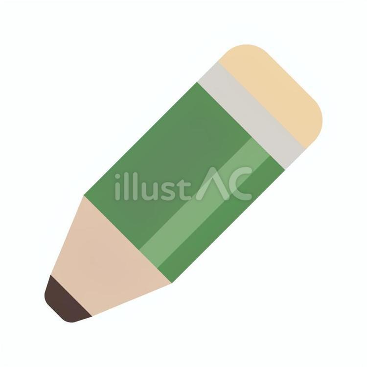 鉛筆（緑/消しゴム付き） 鉛筆,緑,消しゴムのイラスト素材