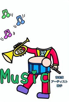 選び取りカード　音楽　 選び取りカード,1歳,お祝い,音楽,音楽隊,トランペット,太鼓,音符,合成,顔ハメのイラスト素材