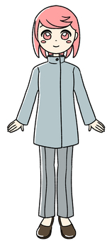 桃色の女の子のスタンドカラーコート ピンク,かわいい,手描き,冬,ピンク髪,女の子,女性,キャラクター,冬服,スタンドカラーコートのイラスト素材