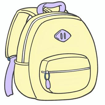 リュックの手描きイラスト2 リュック,かわいい,手描き,遠足,ピクニック,おしゃれ,黄色,保育園のイラスト素材