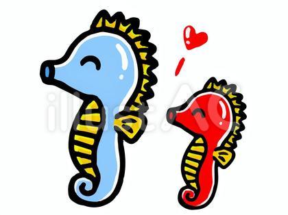 笑うタツノオトシゴの落書き風イラスト素材
