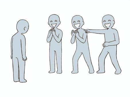 からかわれるドローイング デッサン,人形,ラフ,ポーズ,からかわれる,笑われる,ドローイング,いじめ,悪口,仲間外れのイラスト素材