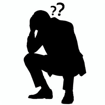 悩んでるビジネスマン 悩んでるビジネスマン 悩み中,考え事,クエッション,しゃがむ,ビジネスマン,会社員,部下,思考,頭,抱えるのイラスト素材