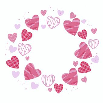 ハートのかわいい丸いフレーム　手描き ハート,かわいい,円,丸い,リング,枠,フレーム,愛,ラブ,恋のイラスト素材