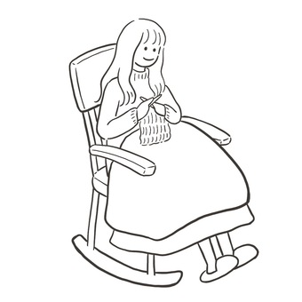 編み物をする女性 編み物,手芸,趣味,手作り,毛糸,ニット,セーター,手編み,女性,女のイラスト素材