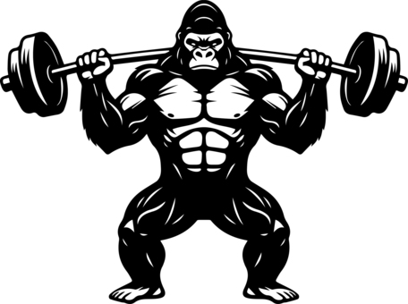 筋トレするゴリラ 筋トレするゴリラ 筋トレ,ゴリラ,マッチョ,ジム,猿,バーベル,ダンベル,スクワット,腹筋のイラスト素材