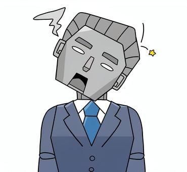 ロボットのサラリーマン　故障 ロボット,会社員,サラリーマン,社会人,故障,不良品,壊れる,社畜,スーツ,メカのイラスト素材
