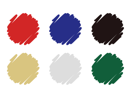 手書き風の丸フレームセット　和風カラー 丸,フレーム,セット,手描き,円,和風,和,落書き,枠,手書きのイラスト素材