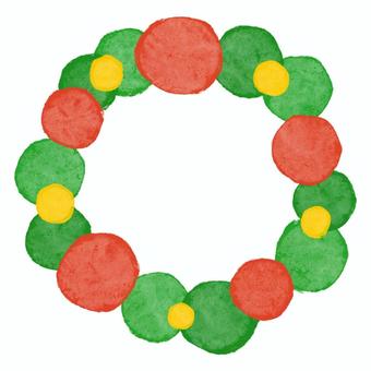 手描き風クリスマスリースの水彩フレーム