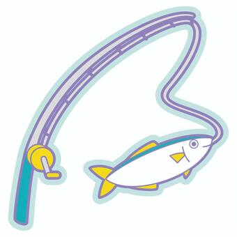 パステルカラーかわいいイラスト釣り 釣り,フィッシング,フィッシュ,釣り竿,リール,魚,フック,仕掛け,海釣り,川釣りのイラスト素材