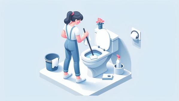 Illustration, cleaning up, toilet, clean up, 