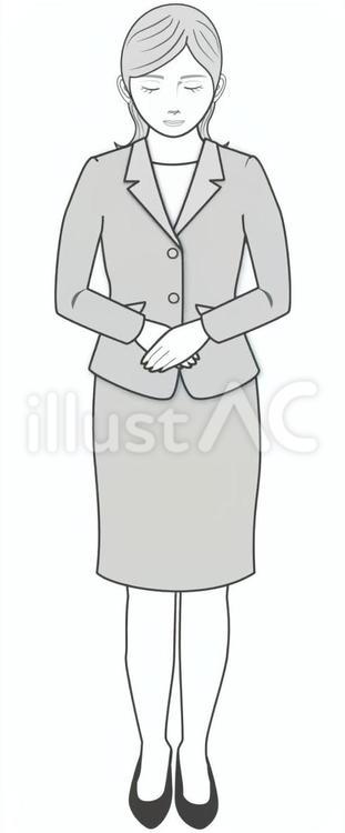 お辞儀をするスーツの女性 女性,人物,人のイラスト素材
