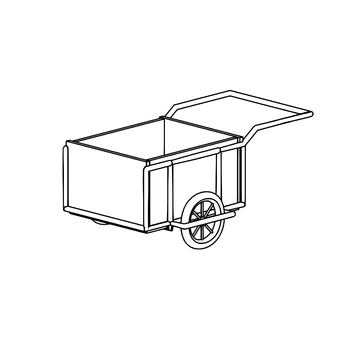 リヤカーの線画 リヤカー,手押し,キャリー,線画,モノクロ,立体,シンプルのイラスト素材