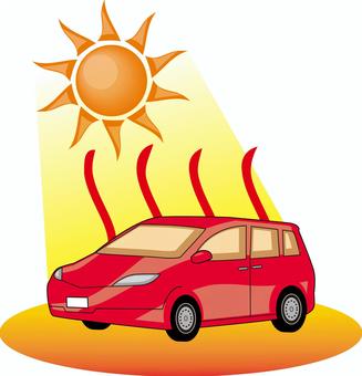 車内温度上昇 車内,温度,上昇,夏,太陽,日差し,危険,普通車,車体のイラスト素材
