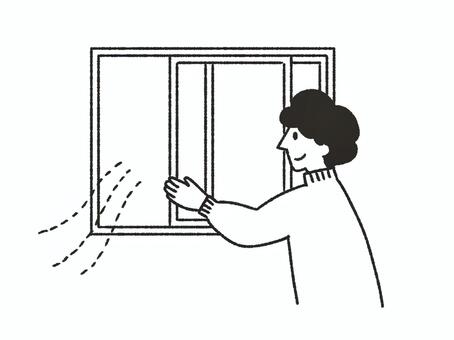 換気 窓,引き違い窓,換気,住宅,住まいのイラスト素材