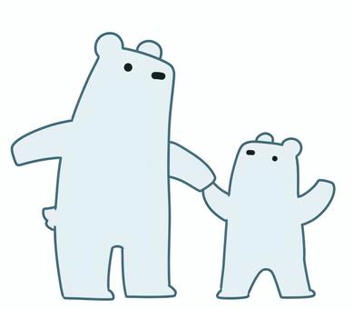 白くま親子　手をつなぐ 白くま,親子,手,つなぐ,仲良く,安全,シンプル,動物のイラスト素材