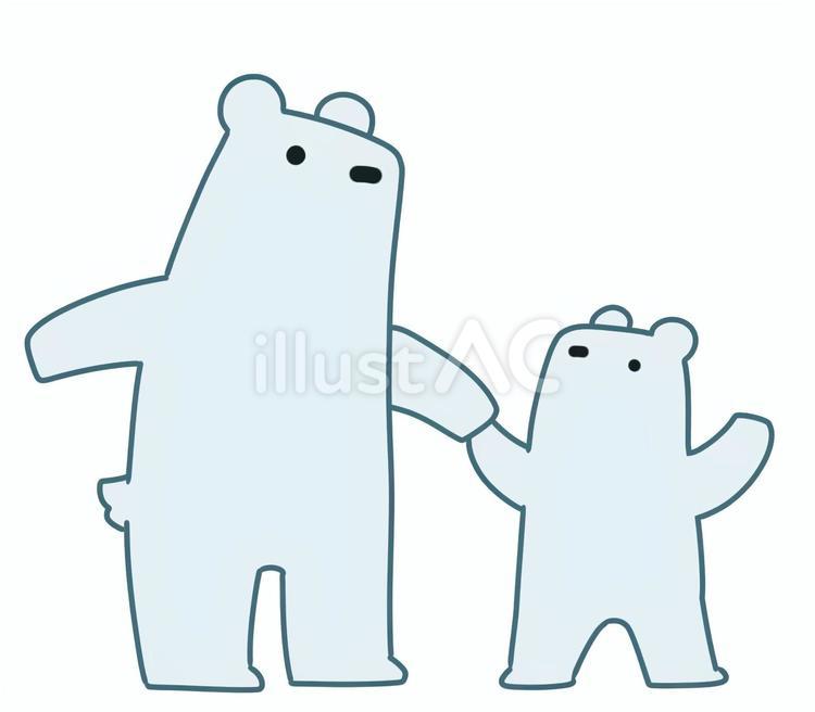 白くま親子　手をつなぐ 白くま,親子,手のイラスト素材