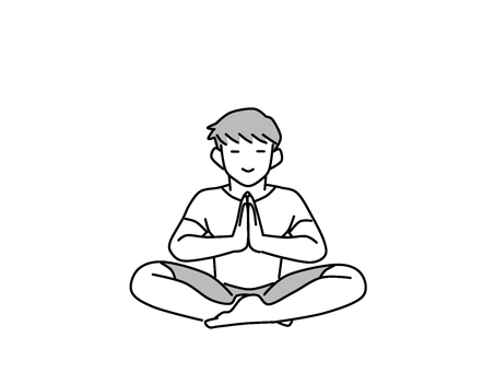 ヨガする男性 ヨガ,男性,瞑想,シンプル,かわいい,イラストのイラスト素材