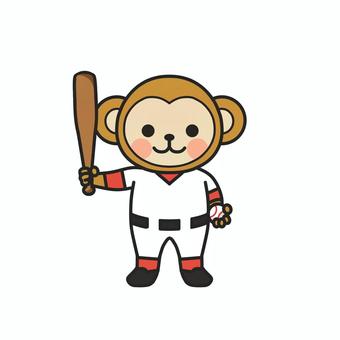 野球のユニフォームを着た動物　サル 野球,バット,ボール,ユニフォーム,試合,練習,スポーツ,チーム,打者,バッティングのイラスト素材