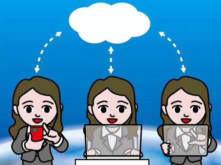 PC operation (48) cloud, cloud, smartphone, laptop, JPG, PNG and AI