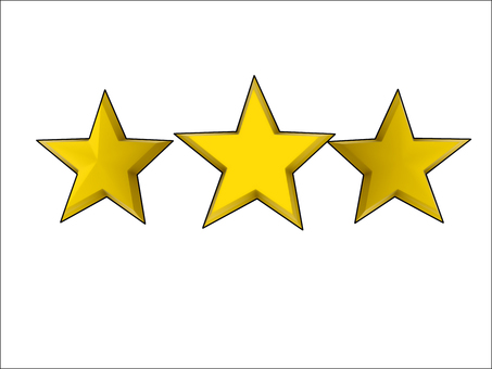 三ツ星 星,飾り,複数,三ツ星,3d,cg,黄色,線画のイラスト素材