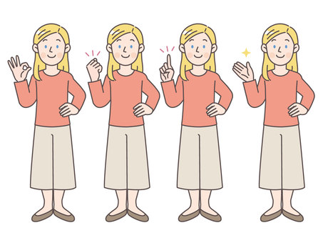 白人女性のポーズセット03_全身 人物,外国人,海外,通訳,英語,英会話,アメリカ人,会話,ネイティブ,グローバルのイラスト素材
