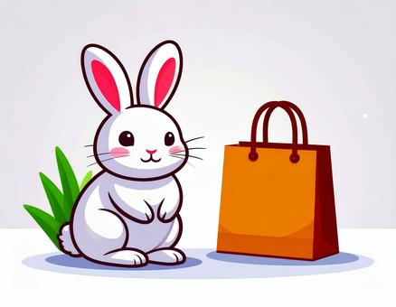 うさぎとバッグ