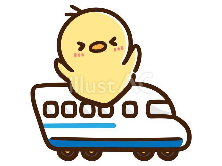 新幹線の窓から顔を出すかわいいひよこ ひよこ,新幹線,乗るのイラスト素材