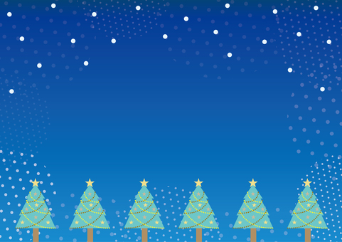 クリスマスの夜空のシンプルフレーム 横