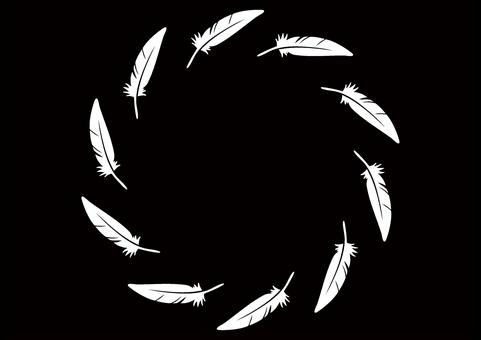 シンプルな羽のリングフレーム10枚　白 羽,フレーム,リング,鳥,飾り枠,シンプル,可愛い,シルエット,イラスト,ベクターのイラスト素材