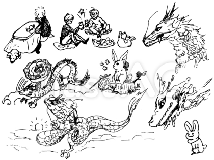 年賀・正月系素材01【アナログペン画】
