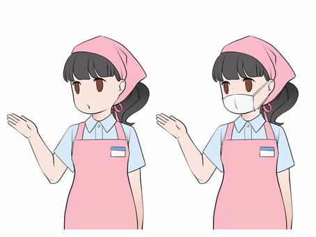 Illustration, female, apron, sling width, 