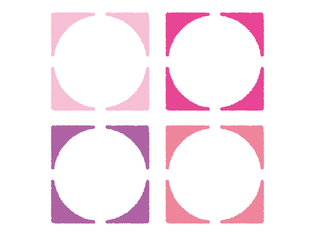 じわじわ縁のくりぬき丸フレームセット02 フレーム,囲み,枠,飾り枠,色々,丸,円のイラスト素材