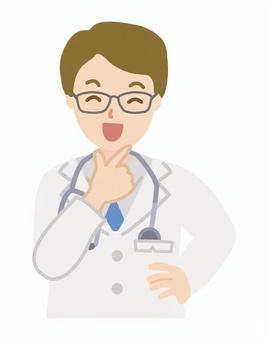 喜んでいる医者_上半身1 喜んでいる医者_上半身1 男,男性,医者,聴診器,喜ぶ,ニコニコ,明るい,感情,若い,長袖のイラスト素材