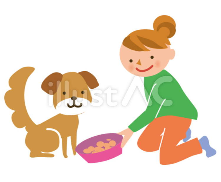 ペットのお世話2 ペット,犬,餌やりのイラスト素材
