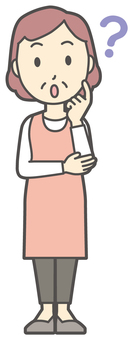  エプロンおばちゃん-060-全身 はてな,おばちゃん,エプロン,お母さん,ママ,中年,おばさん,主婦,人物,かわいいのイラスト素材