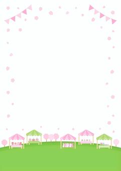 春のマルシェ02 春,桜,マルシェ,背景,フレーム,桜の花,桜の木,花,3月,4月のイラスト素材