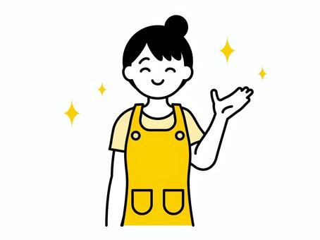 エプロンを着けた女性のイラスト02 エプロンを着けた女性のイラスト02 人物,女性,20代,30代,40代,保育士,保母,幼稚園教諭,介護士,介護福祉士のイラスト素材
