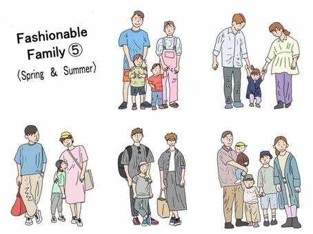 おしゃれファミリーＤＦ⑤ 家族,ファミリー,パパ,ママ,子供,お父さん,お母さん,ファッショナブル,おしゃれ,かわいいのイラスト素材