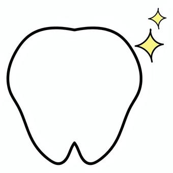 キラキラ付きの歯 歯,奥歯,臼歯,乳歯,永久歯,歯医者,白い歯,キラキラ,黄色,輝きのイラスト素材