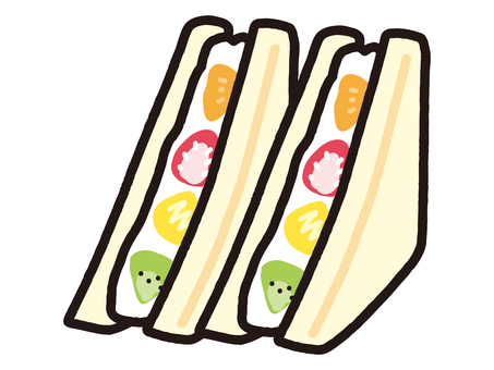 できたてフルーツサンド フルーツサンド,フルーツ,果物,みかん,オレンジ,柑橘,苺,パイナップル,パイン,キウイのイラスト素材